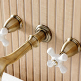 Two-Handle 3-Hole Wall Mount Roman Tub Faucet