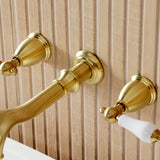 Two-Handle 3-Hole Wall Mount Roman Tub Faucet