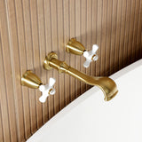 Two-Handle 3-Hole Wall Mount Roman Tub Faucet