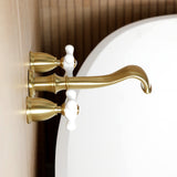 Two-Handle 3-Hole Wall Mount Roman Tub Faucet