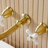 Two-Handle 3-Hole Wall Mount Roman Tub Faucet