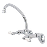 Kingston Double-Handle 2-Hole Wall-Mount Bridge Kitchen Faucet