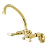 Kingston Double-Handle 2-Hole Wall-Mount Bridge Kitchen Faucet