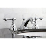 Two-Handle 3-Hole Deck Mount Widespread Bathroom Faucet with Brass Pop-Up Drain