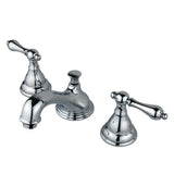 Two-Handle 3-Hole Deck Mount Widespread Bathroom Faucet with Brass Pop-Up Drain