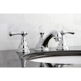 Two-Handle 3-Hole Deck Mount Widespread Bathroom Faucet with Brass Pop-Up Drain