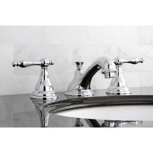 Two-Handle 3-Hole Deck Mount Widespread Bathroom Faucet with Brass Pop-Up Drain