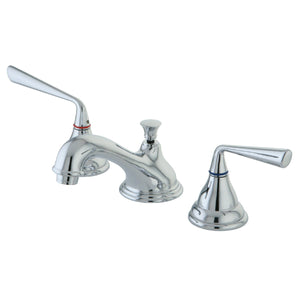 Silver Sage Two-Handle 3-Hole Deck Mount Widespread Bathroom Faucet with Brass Pop-Up Drain