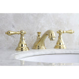 Two-Handle 3-Hole Deck Mount Widespread Bathroom Faucet with Brass Pop-Up Drain