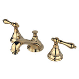 Two-Handle 3-Hole Deck Mount Widespread Bathroom Faucet with Brass Pop-Up Drain