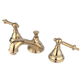 Two-Handle 3-Hole Deck Mount Widespread Bathroom Faucet with Brass Pop-Up Drain