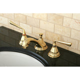 Silver Sage Two-Handle 3-Hole Deck Mount Widespread Bathroom Faucet with Brass Pop-Up Drain