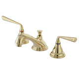 Silver Sage Two-Handle 3-Hole Deck Mount Widespread Bathroom Faucet with Brass Pop-Up Drain