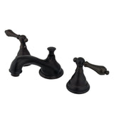 Two-Handle 3-Hole Deck Mount Widespread Bathroom Faucet with Brass Pop-Up Drain