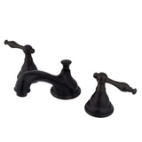 Two-Handle 3-Hole Deck Mount Widespread Bathroom Faucet with Brass Pop-Up Drain