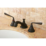 Silver Sage Two-Handle 3-Hole Deck Mount Widespread Bathroom Faucet with Brass Pop-Up Drain