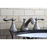 Two-Handle 3-Hole Deck Mount Widespread Bathroom Faucet with Brass Pop-Up Drain