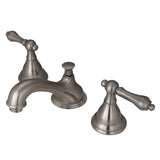 Two-Handle 3-Hole Deck Mount Widespread Bathroom Faucet with Brass Pop-Up Drain