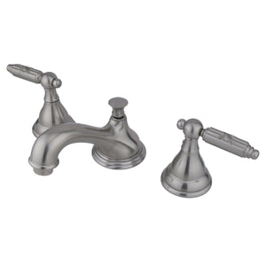 Georgian Two-Handle 3-Hole Deck Mount Widespread Bathroom Faucet with Brass Pop-Up Drain