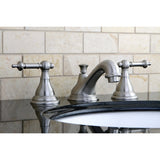 Two-Handle 3-Hole Deck Mount Widespread Bathroom Faucet with Brass Pop-Up Drain