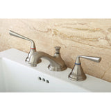 Silver Sage Two-Handle 3-Hole Deck Mount Widespread Bathroom Faucet with Brass Pop-Up Drain