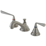 Silver Sage Two-Handle 3-Hole Deck Mount Widespread Bathroom Faucet with Brass Pop-Up Drain