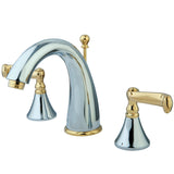 Royale Two-Handle 3-Hole Deck Mount Widespread Bathroom Faucet with Brass Pop-Up Drain