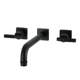 Convergent Two-Handle 3-Hole Wall Mount Roman Tub Faucet with Knurled Handle