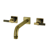 Convergent Two-Handle 3-Hole Wall Mount Roman Tub Faucet with Knurled Handle