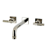 Convergent Two-Handle 3-Hole Wall Mount Roman Tub Faucet with Knurled Handle