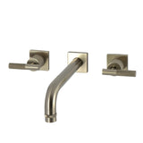 Convergent Two-Handle 3-Hole Wall Mount Roman Tub Faucet with Knurled Handle