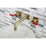 Kaiser Double-Handle 3-Hole Wall Mount Bathroom Faucet