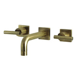 Manhattan Double-Handle 3-Hole Wall Mount Bathroom Faucet