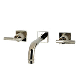 Convergent Double-Handle 3-Hole Wall Mount Bathroom Faucet with Knurled Handle