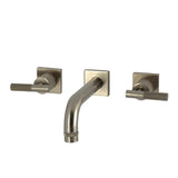 Convergent Double-Handle 3-Hole Wall Mount Bathroom Faucet with Knurled Handle