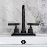 Convergent Two-Handle 3-Hole Deck Mount 4" Centerset Bathroom Faucet with Knurled Handle and Brass Pop-Up Drain