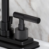 Convergent Two-Handle 3-Hole Deck Mount 4" Centerset Bathroom Faucet with Knurled Handle and Brass Pop-Up Drain