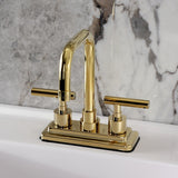 Manhattan Double-Handle 3-Hole Deck Mount 4-Inch Centerset Bathroom Faucet with Brass Pop-Up