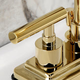 Manhattan Double-Handle 3-Hole Deck Mount 4-Inch Centerset Bathroom Faucet with Brass Pop-Up