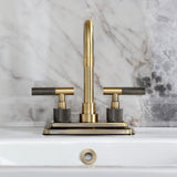 Convergent Two-Handle 3-Hole Deck Mount 4" Centerset Bathroom Faucet with Knurled Handle and Brass Pop-Up Drain