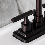 Manhattan Double-Handle 3-Hole Deck Mount 4-Inch Centerset Bathroom Faucet with Brass Pop-Up