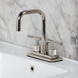 Convergent Two-Handle 3-Hole Deck Mount 4" Centerset Bathroom Faucet with Knurled Handle and Brass Pop-Up Drain