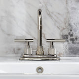 Convergent Two-Handle 3-Hole Deck Mount 4" Centerset Bathroom Faucet with Knurled Handle and Brass Pop-Up Drain