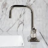 Convergent Two-Handle 3-Hole Deck Mount 4" Centerset Bathroom Faucet with Knurled Handle and Brass Pop-Up Drain