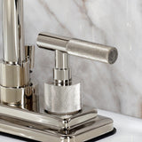 Convergent Two-Handle 3-Hole Deck Mount 4" Centerset Bathroom Faucet with Knurled Handle and Brass Pop-Up Drain