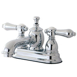 Heirloom Double-Handle 3-Hole Deck Mount 4-Inch Centerset Bathroom Faucet with Brass Pop-Up