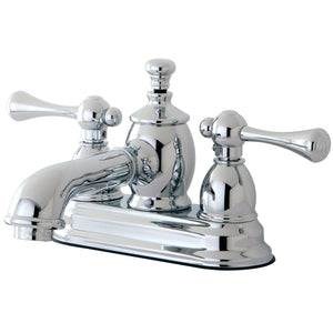 Vintage Double-Handle 3-Hole Deck Mount 4-Inch Centerset Bathroom Faucet with Brass Pop-Up