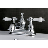 Bel-Air Double-Handle 3-Hole Deck Mount 4-Inch Centerset Bathroom Faucet with Brass Pop-Up