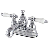 Bel-Air Double-Handle 3-Hole Deck Mount 4-Inch Centerset Bathroom Faucet with Brass Pop-Up