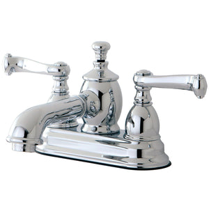 Royale Double-Handle 3-Hole Deck Mount 4-Inch Centerset Bathroom Faucet with Brass Pop-Up